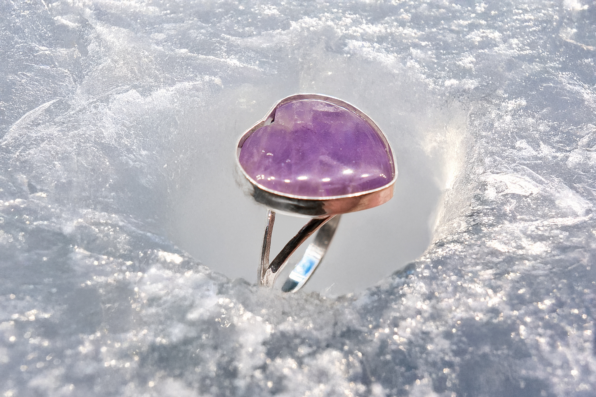 Anillo corazón de amatista en plata