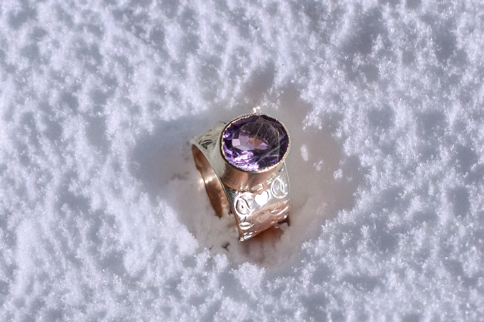 Anillo de amatista con plata - Imagen 3