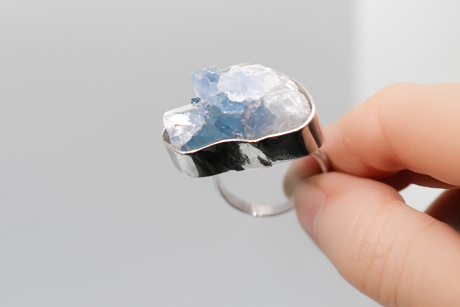 Anillo de Celestita en plata - Imagen 4