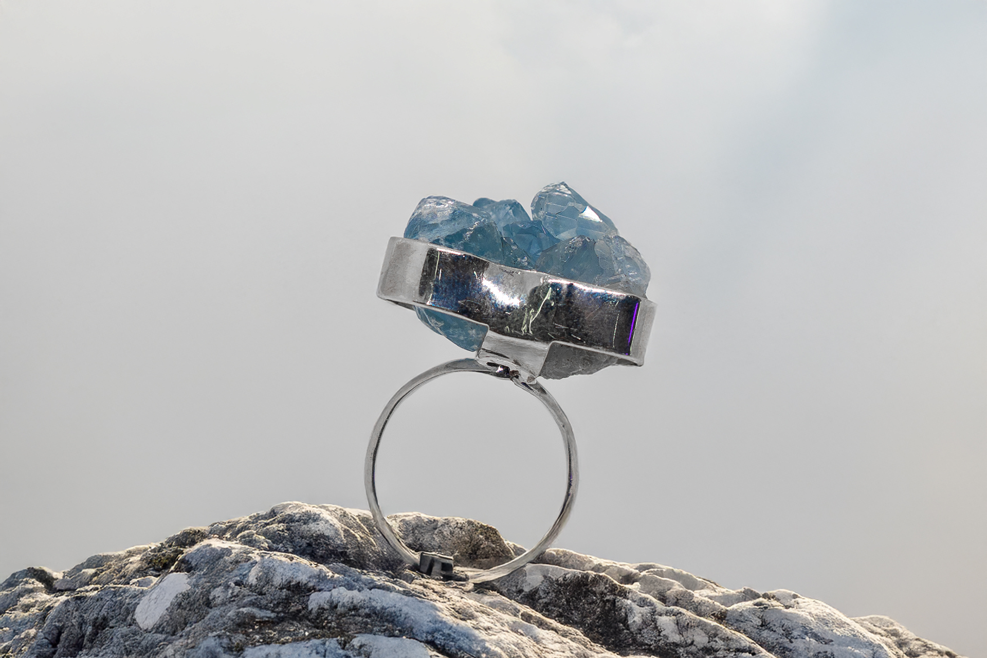 Anillo de Celestita en plata - Imagen 2